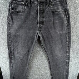 Levis 501 CT Denim Jeans Dark Gray Charcoal Wash Tapered Button Fly ACTL 33X27